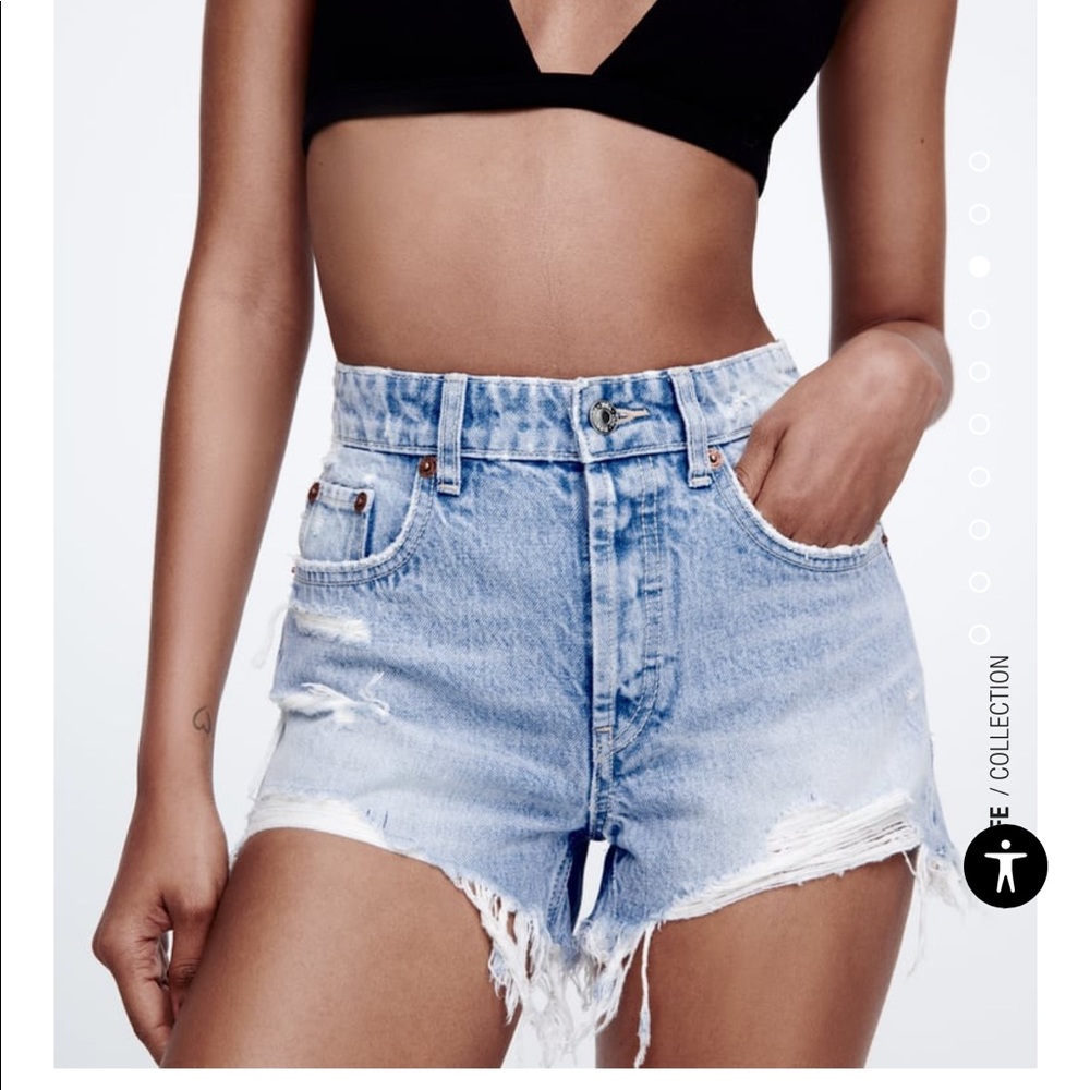 ZARA Frayed Denim Shorts